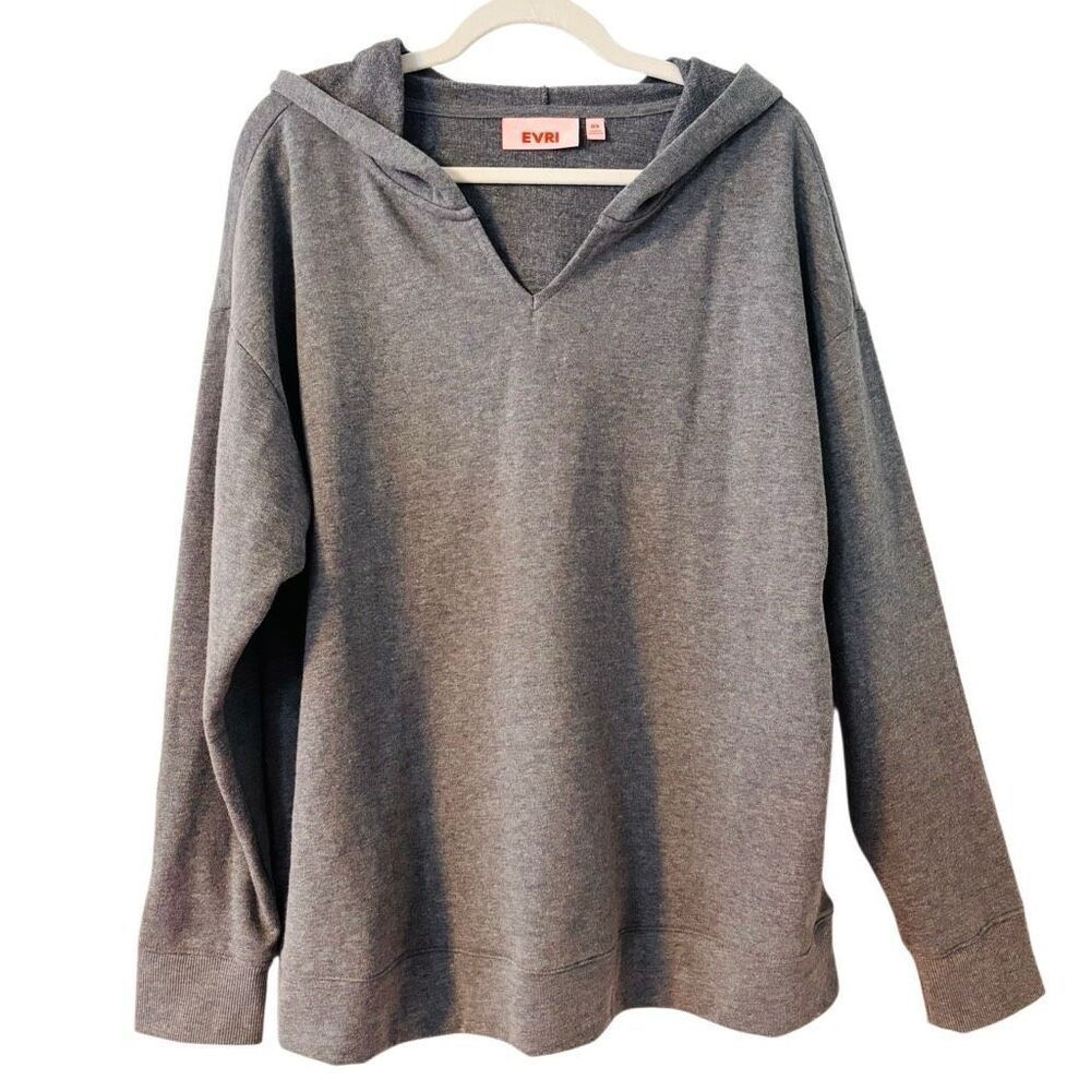 EVRI size 0X gray elevated hoodie sweatshirt EUC